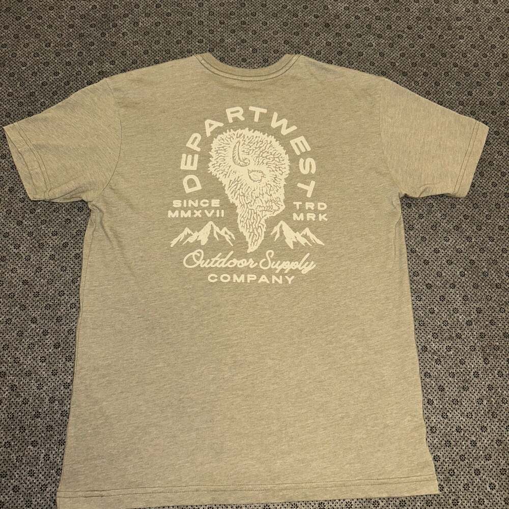 Departwest Gear Graphic Tee T-Shirt Large Light Heather Grey